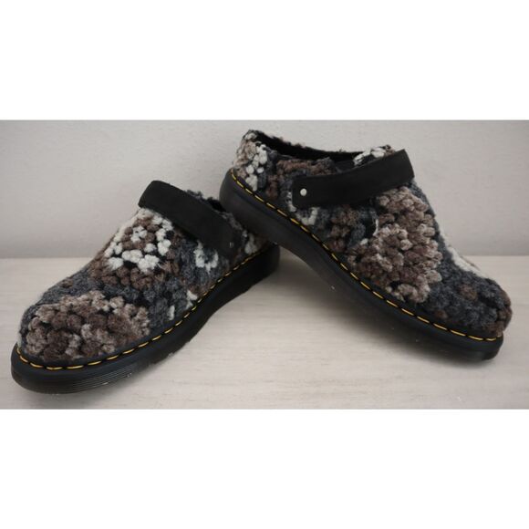 Dr. Martens Women's 10 Men's 9 Black Isham Crochet Wool + E.H Suede Mules - Picture 1 of 13